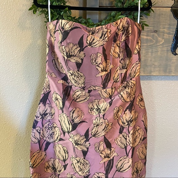 NWOT Lulus Gowning Around Mauve Floral Jacquard Strapless Maxi Dress - Picture 4 of 13
